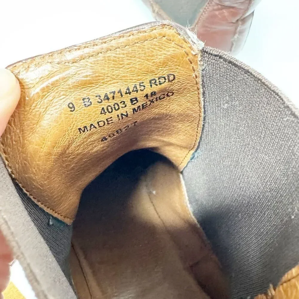 Frye Melissa Cognac Leather Almond Toe Ankle Chelsea Boots Women's Size 9 B